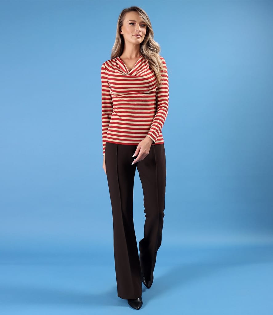 Bluza din jerse elastic cu fir metalic si cu decolteu in falduri