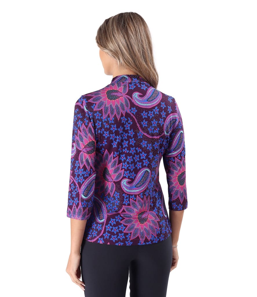 Helanca din jerse elastic imprimat cu motive paisley