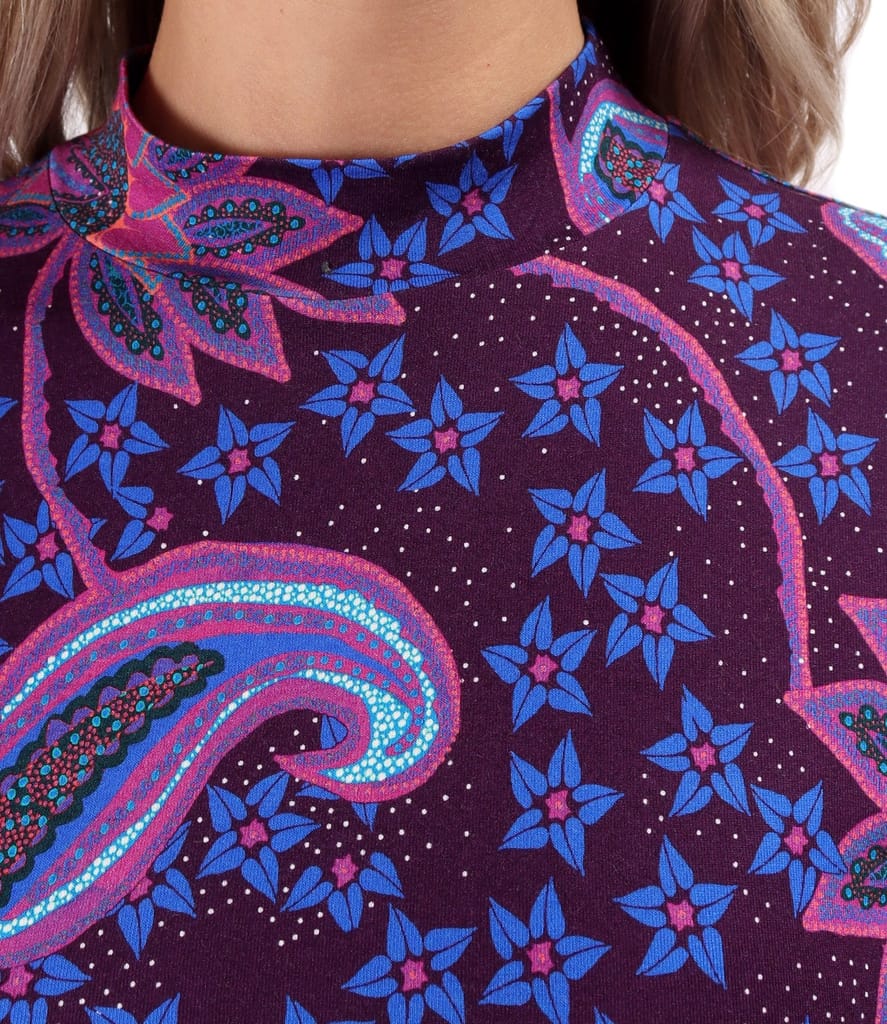 Helanca din jerse elastic imprimat cu motive paisley