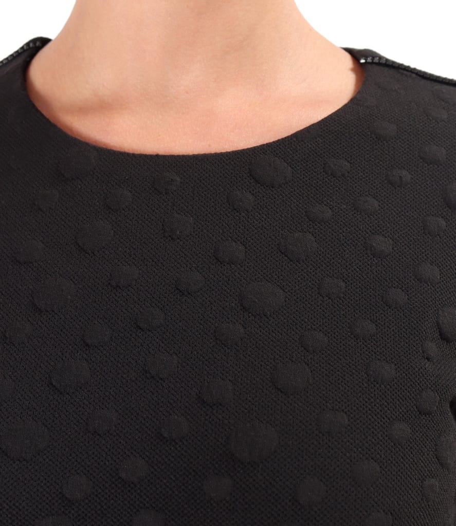 Rochie eleganta din jerse elastic gros cu buline tesute in relief