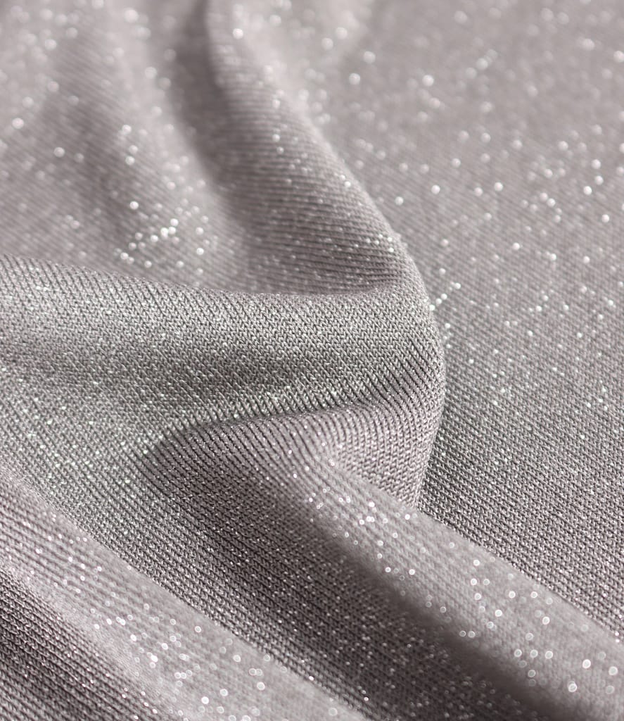 Bluza din jerse elastic cu fir metalic si cu decolteu in falduri