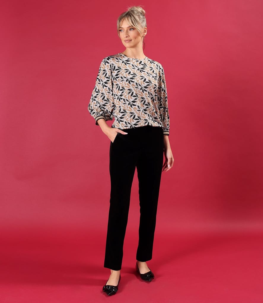 Pantaloni pana din catifea elastica neagra cu banda elastica in talie