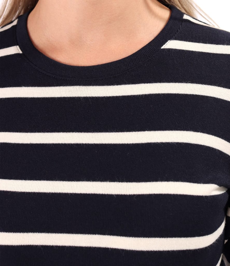 Bluza din jerse elastic gros cu lana cu dungi