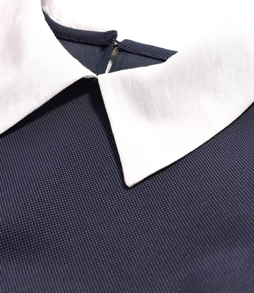 Rochie office din jerse elastic gros cu guler alb