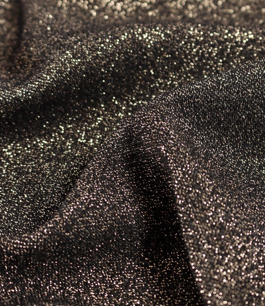 Rochie de seara din jerse elastic cu fir metalic auriu