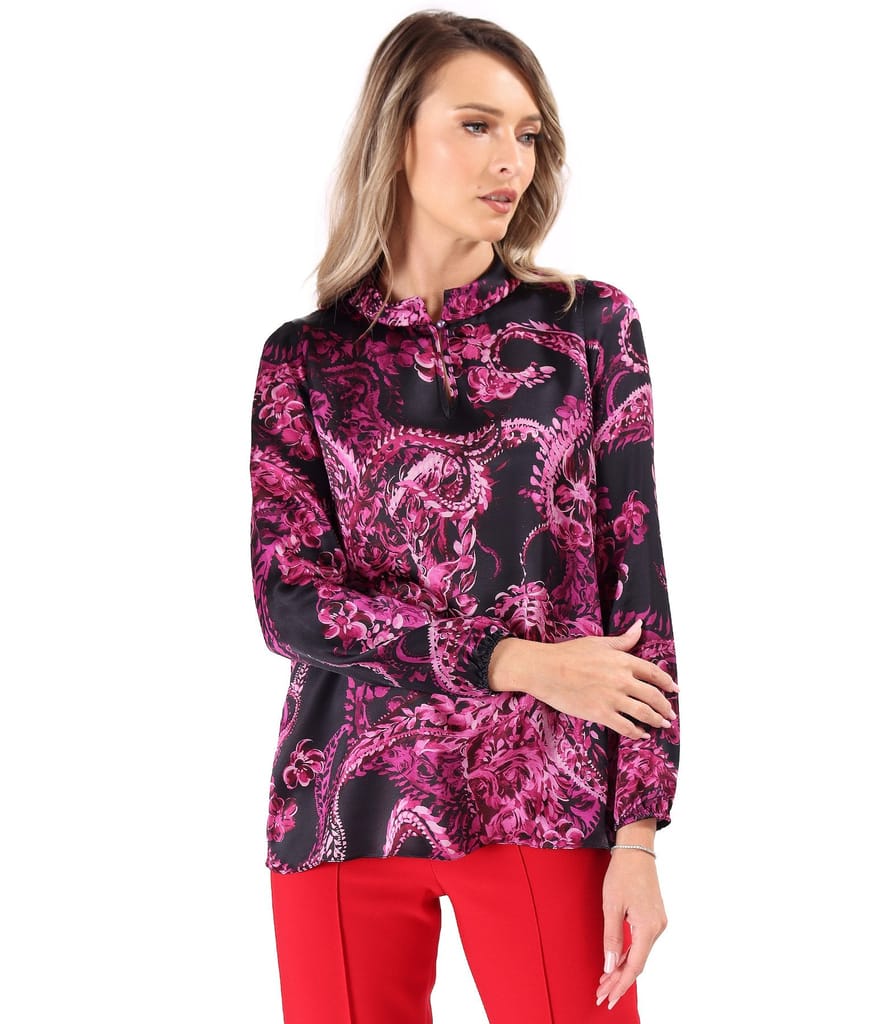 Bluza eleganta din matase naturala imprimata