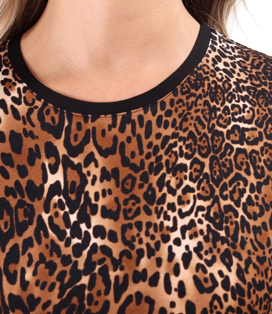 Bluza din jerse elastic cu animal print cu maneci lungi