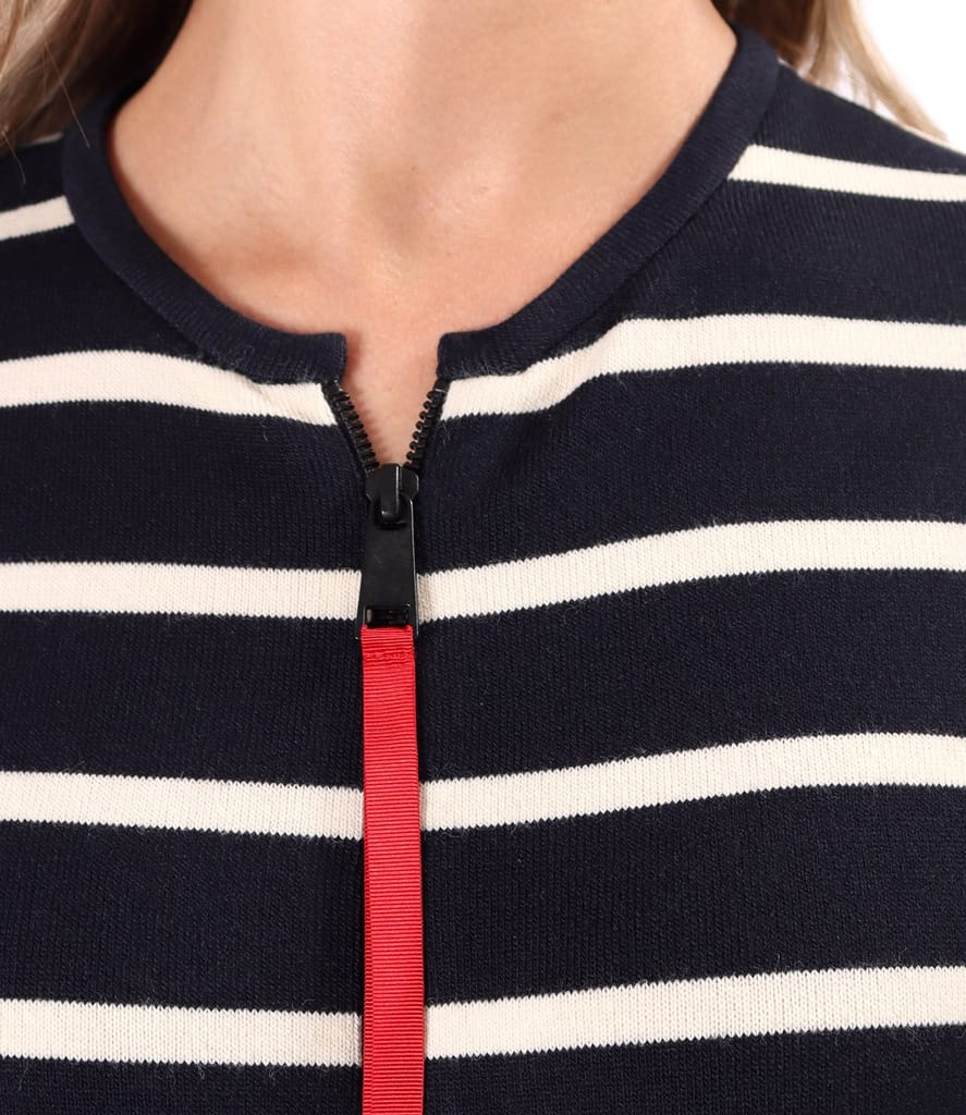 Bluza din jerse elastic cu lana cu fermoar pe fata