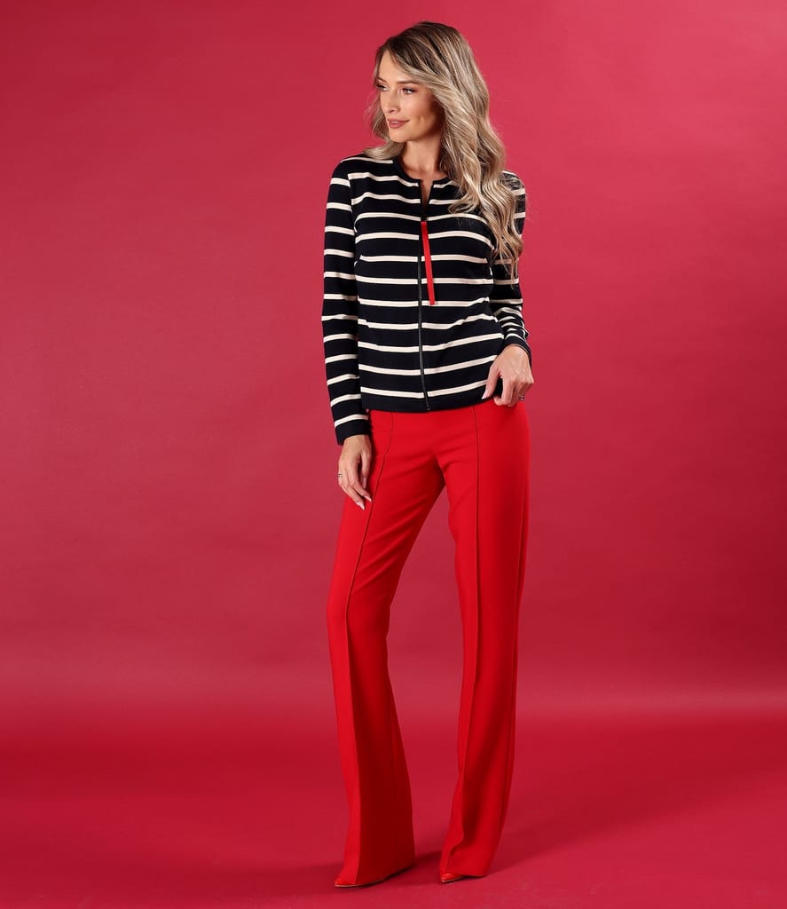 Bluza din jerse elastic cu lana cu fermoar pe fata