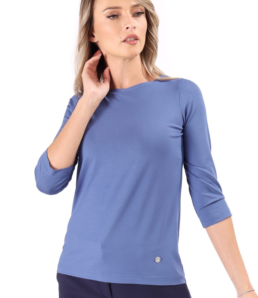 Bluza din jerse elastic uni cu maneci 3/4