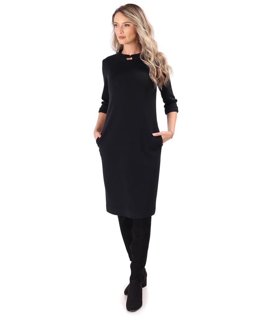 Rochie midi din jerse plin cu lana virgina