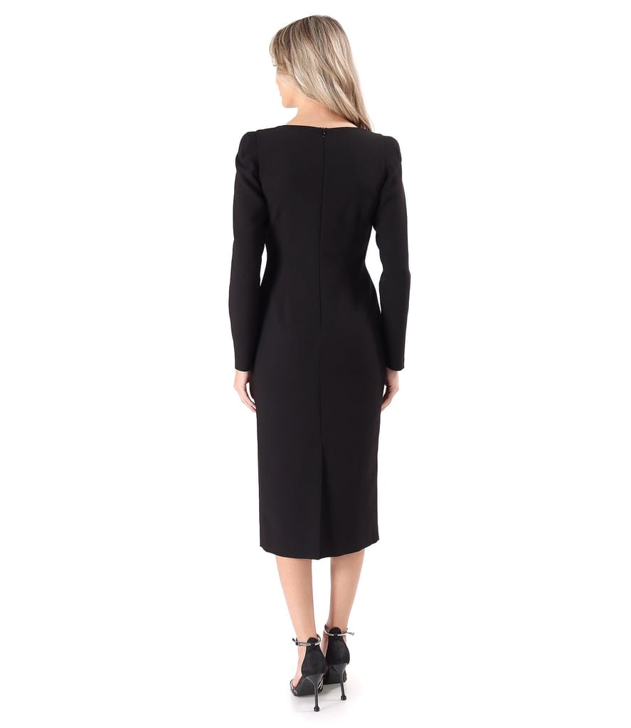 Rochie midi din stofa elastica cu maneci lungi