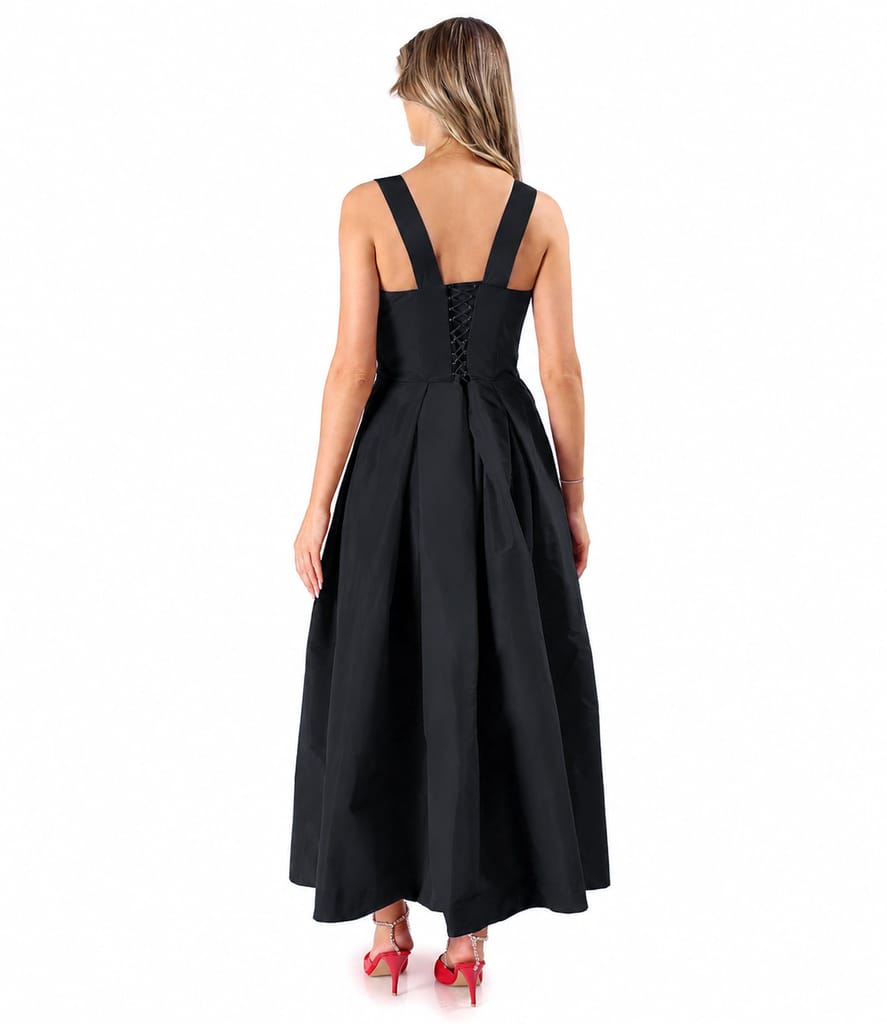 Rochie evazata din tafta cu corset cu bretele