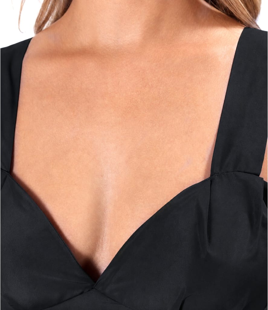 Rochie evazata din tafta cu corset cu bretele