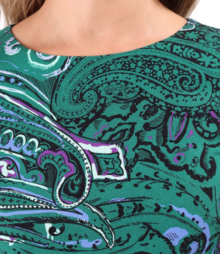 Rochie midi din viscoza imprimata cu motive paisley