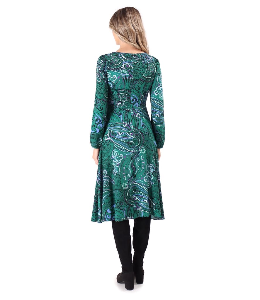 Rochie midi din viscoza imprimata cu motive paisley