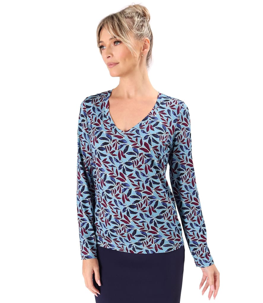 Bluza din jerse elastic cu decolteu in V