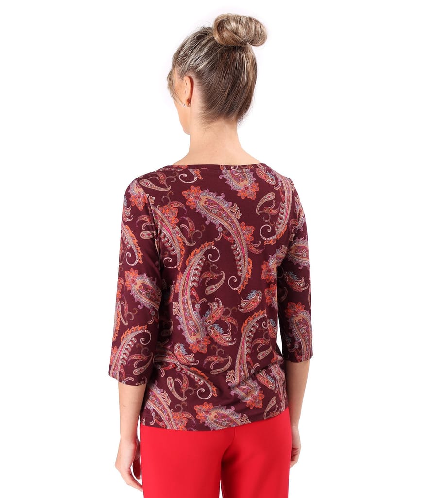 Bluza din jerse elastic imprimat cu motive paisley