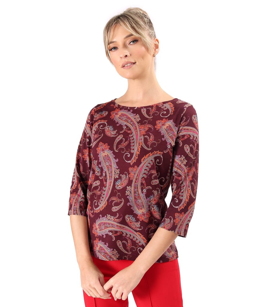 Bluza din jerse elastic imprimat cu motive paisley