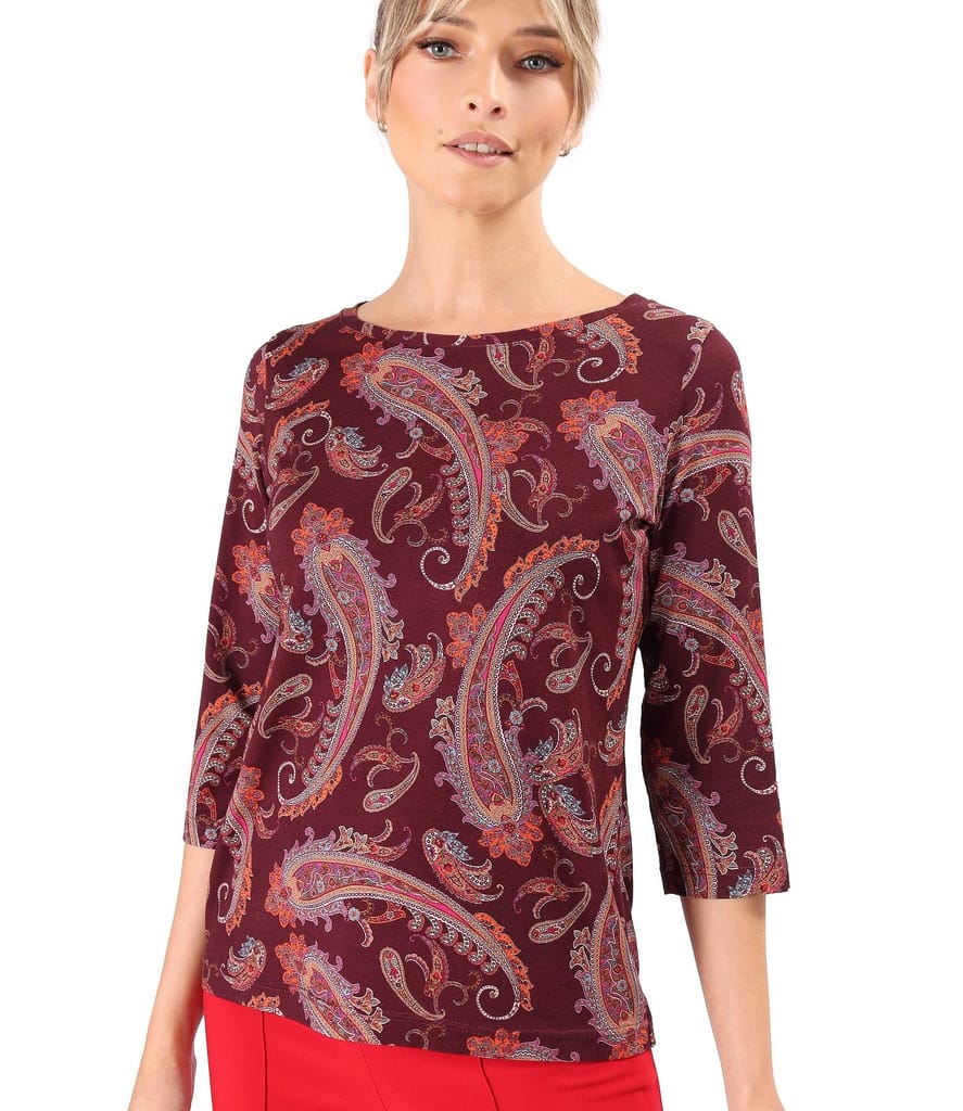 Bluza din jerse elastic imprimat cu motive paisley