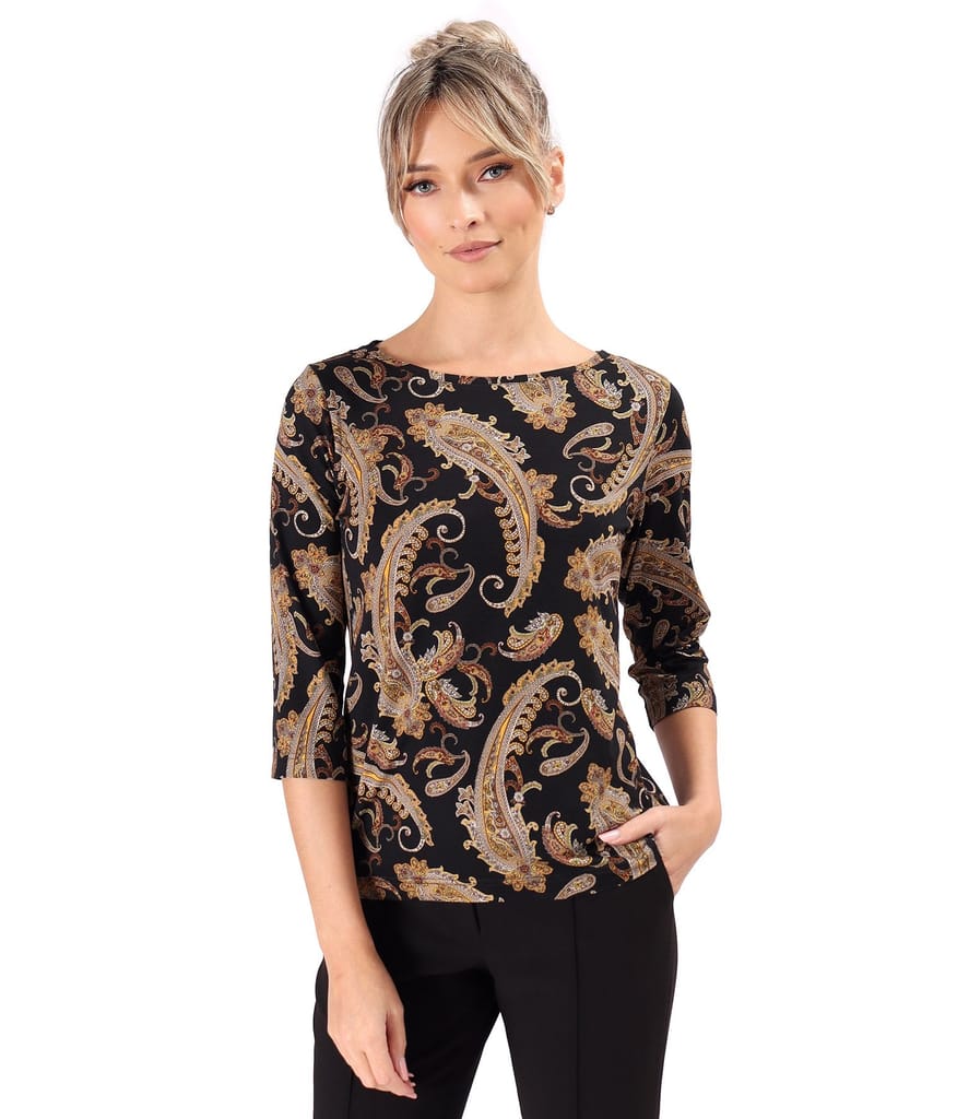 Bluza din jerse elastic imprimat cu motive paisley