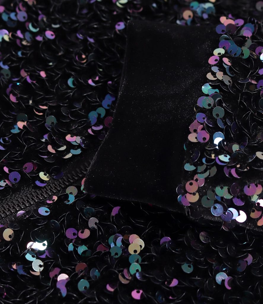 Bluza din paiete multicolore pe suport de catifea cu fermoar pe fata