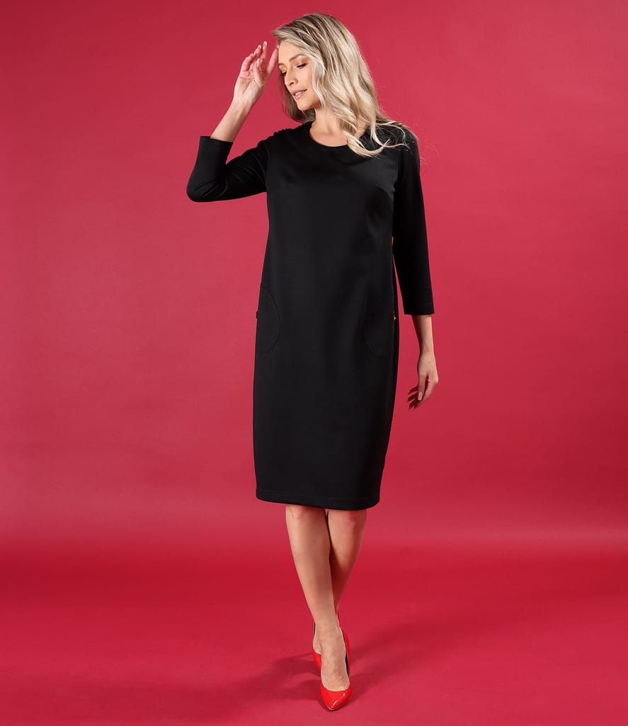 Rochie office din jerse elastic plin cu lana virgina