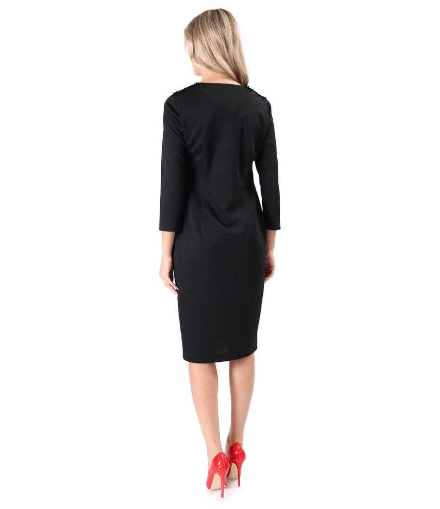 Rochie office din jerse elastic plin cu lana virgina