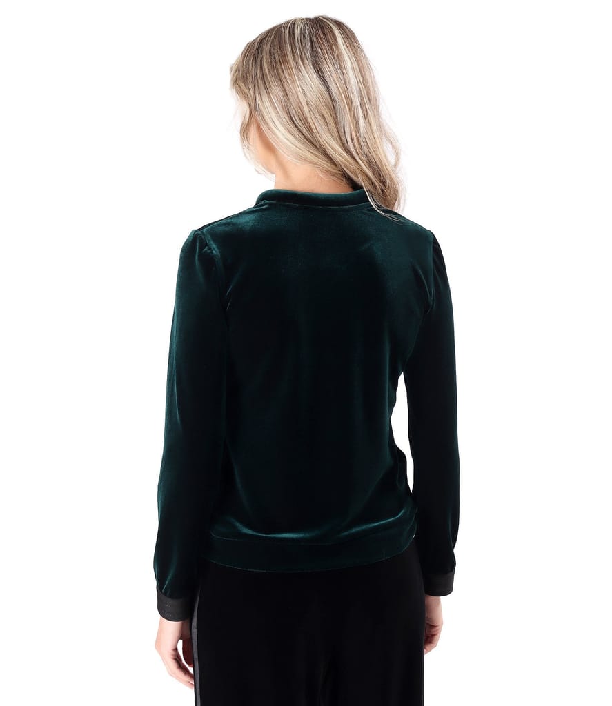 Bluza din catifea elastica cu fermoar pe fata