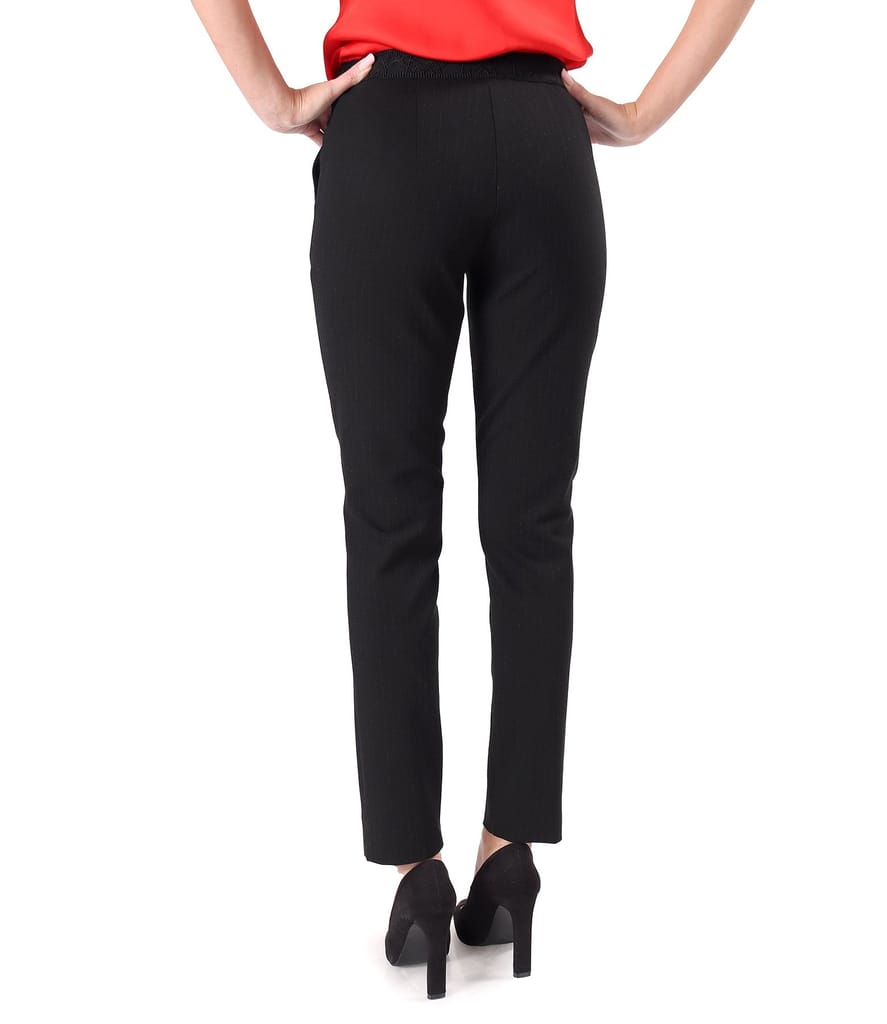 Pantaloni pana din stofa elastica imprimata cu dungi