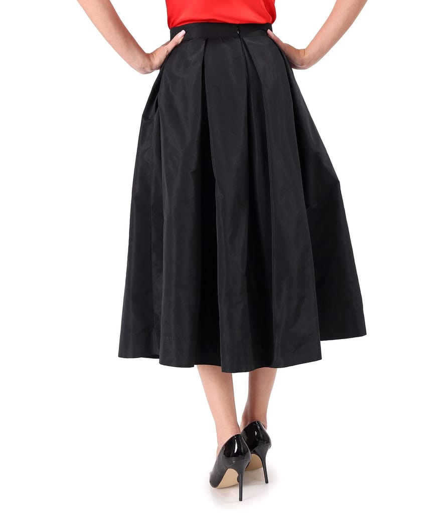 Fusta midi clos din tafta usoara cu efect mat