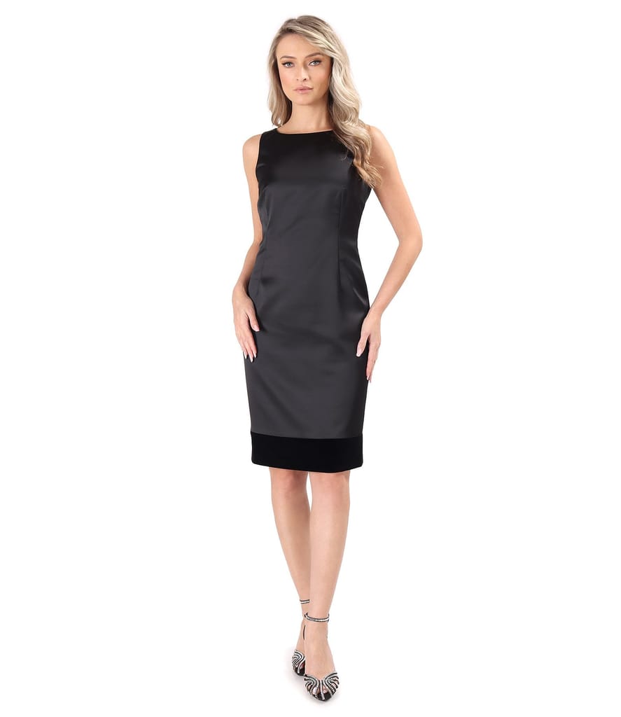 Rochie de seara din satin cu garnitura din catifea