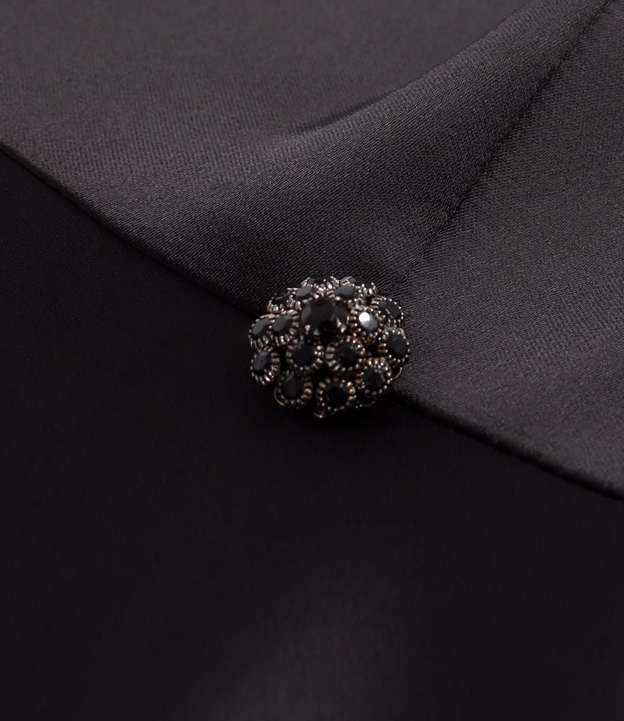 Rochie midi satinata cu maneci lungi din dantela