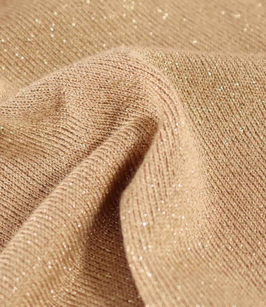 Bluza din jerse elastic cu fir metalic si cu decolteu in falduri