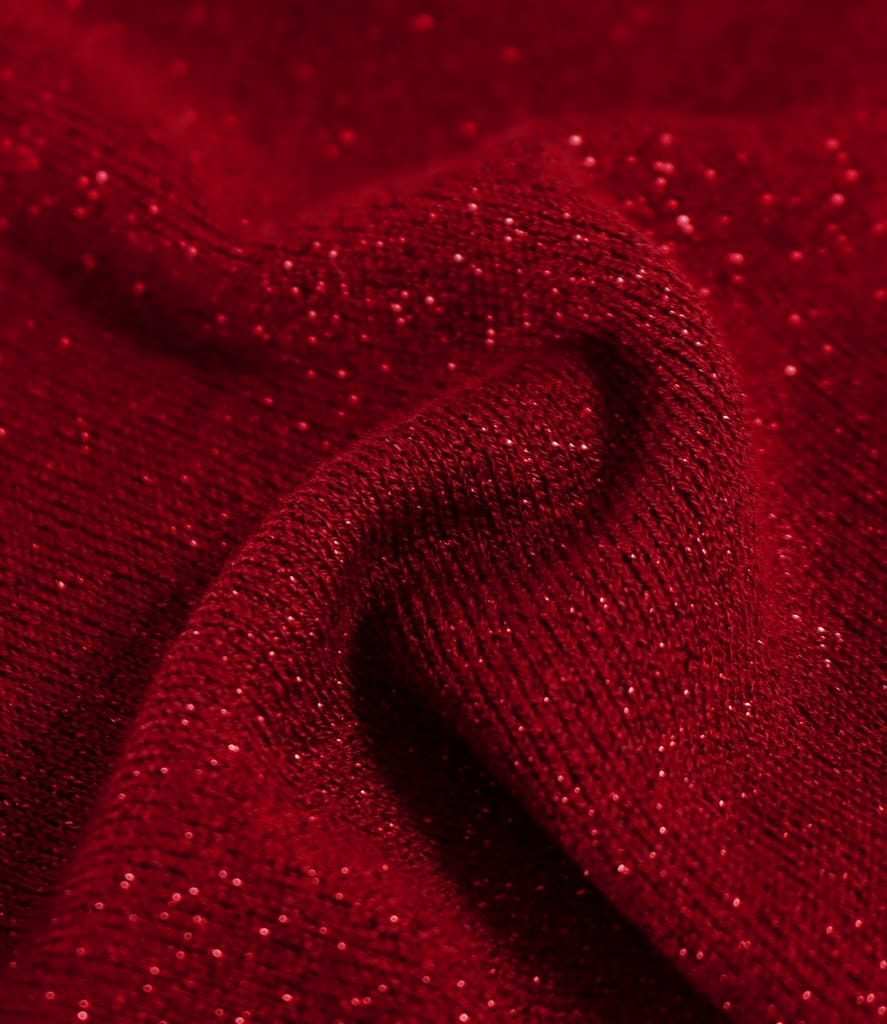 Bluza din jerse elastic cu fir metalic si cu decolteu in falduri