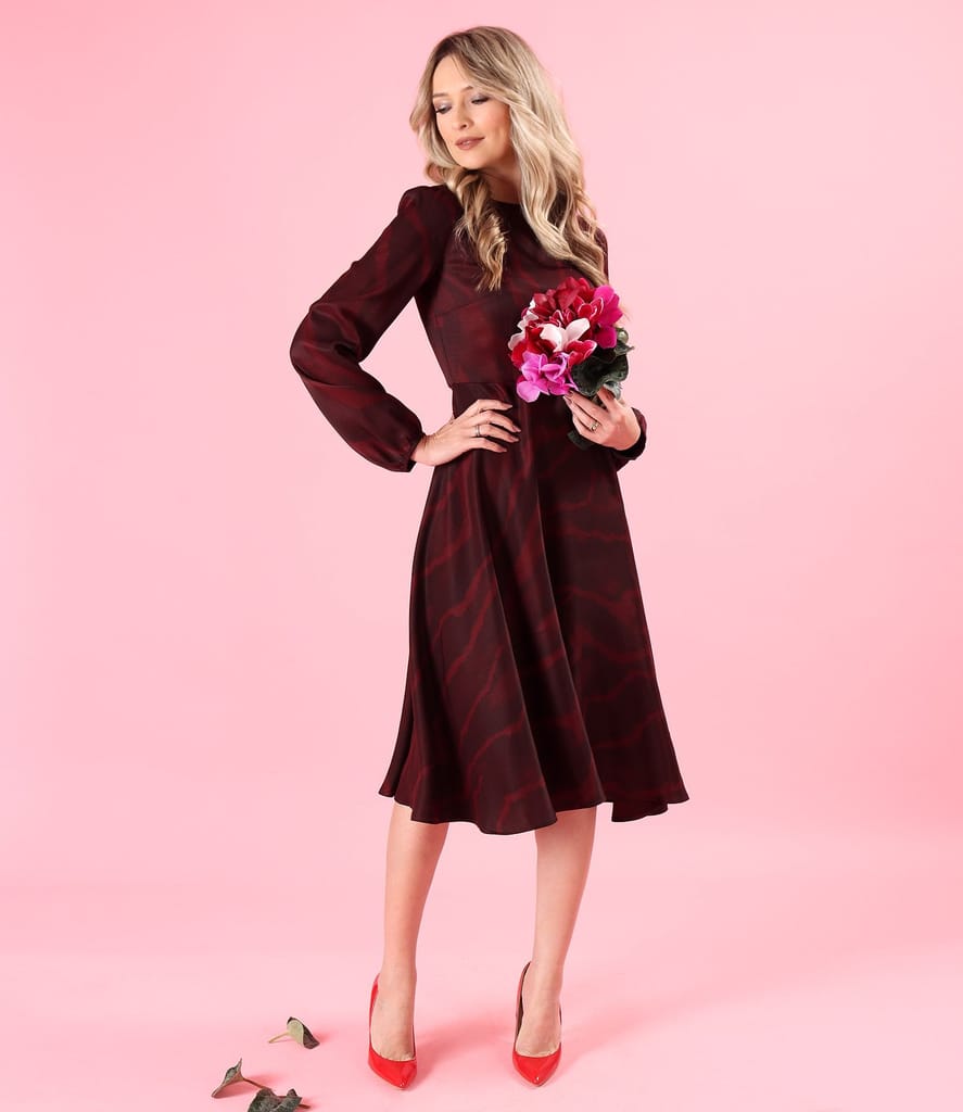 Rochie midi eleganta din viscoza imprimata