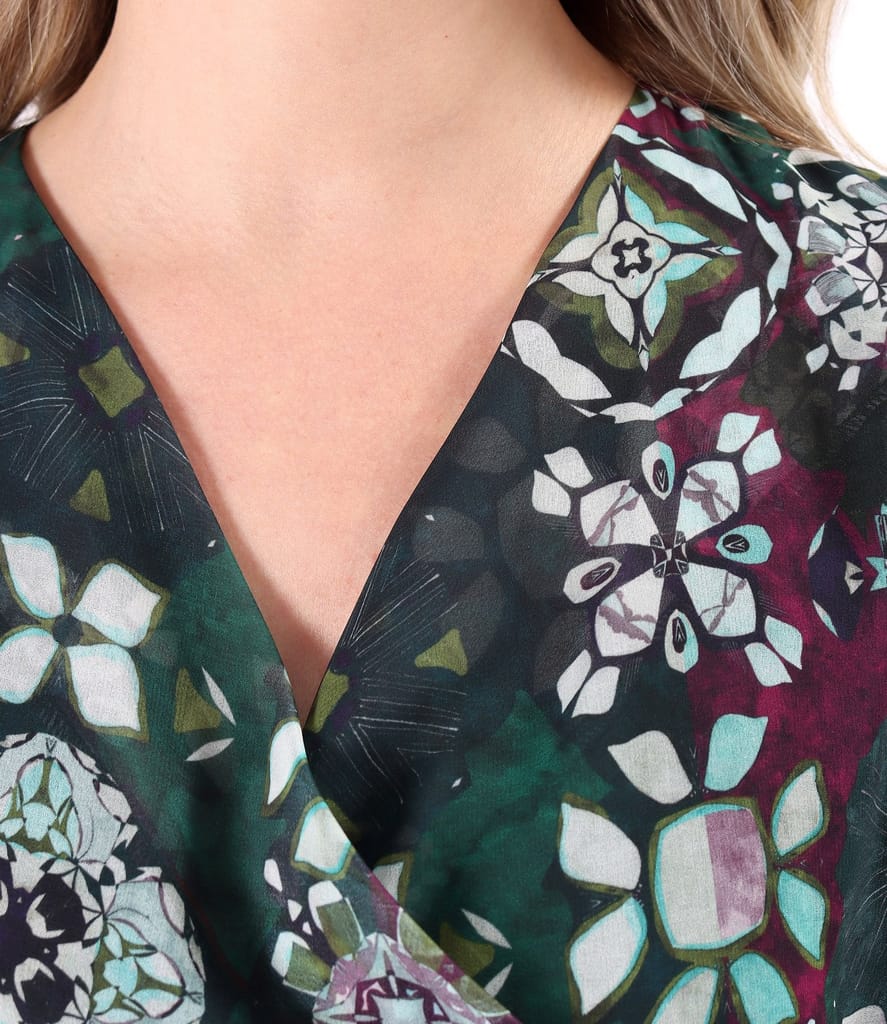 Rochie eleganta din voal imprimat cu motive florale