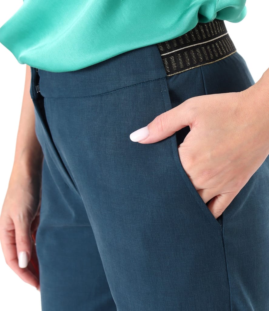 Pantaloni din stofa plina din tencel cu bumbac