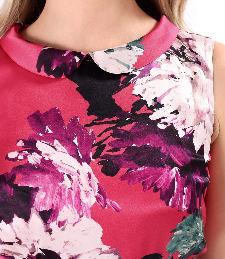 Rochie midi din matase naturala imprimat cu motive florale