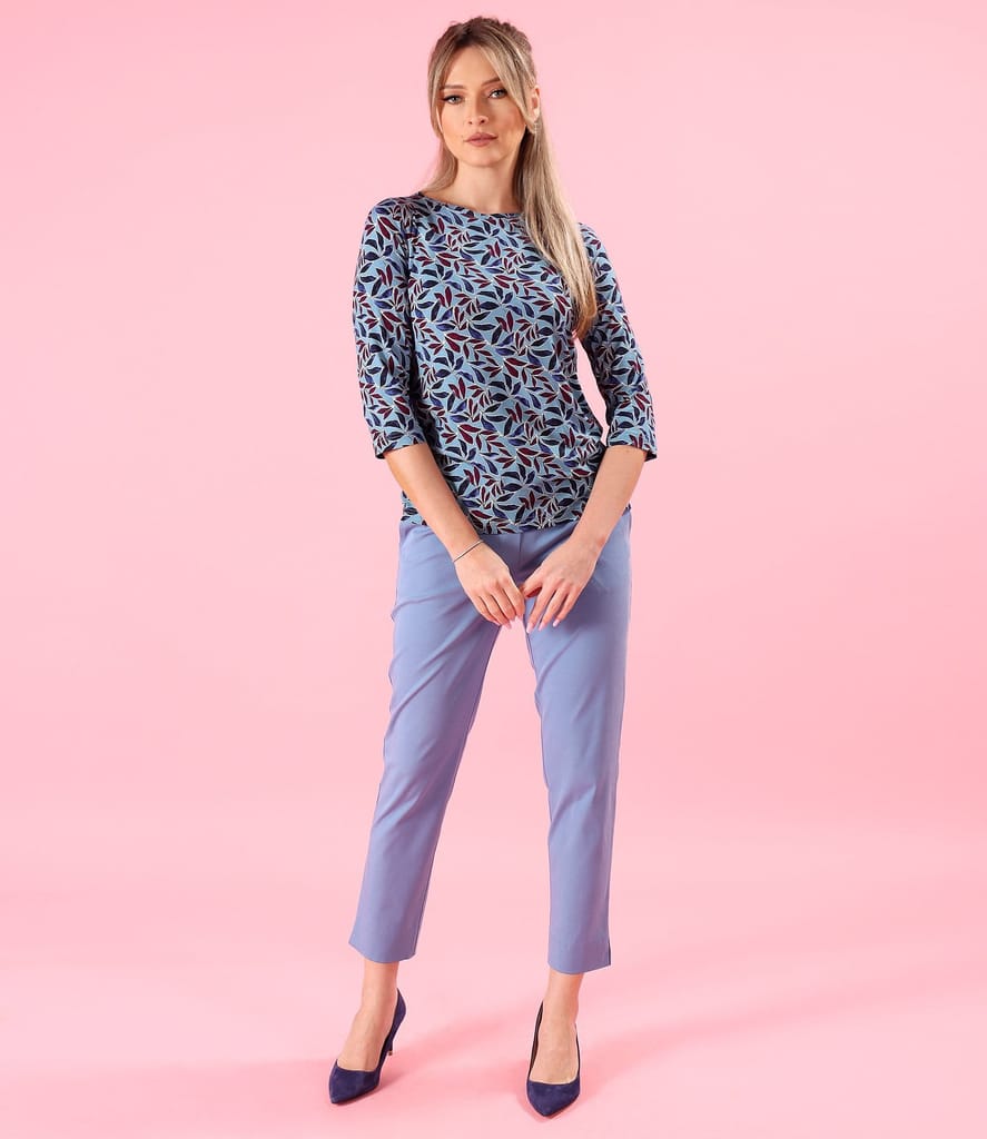 Bluza din jerse elastic imprimat cu motive florale