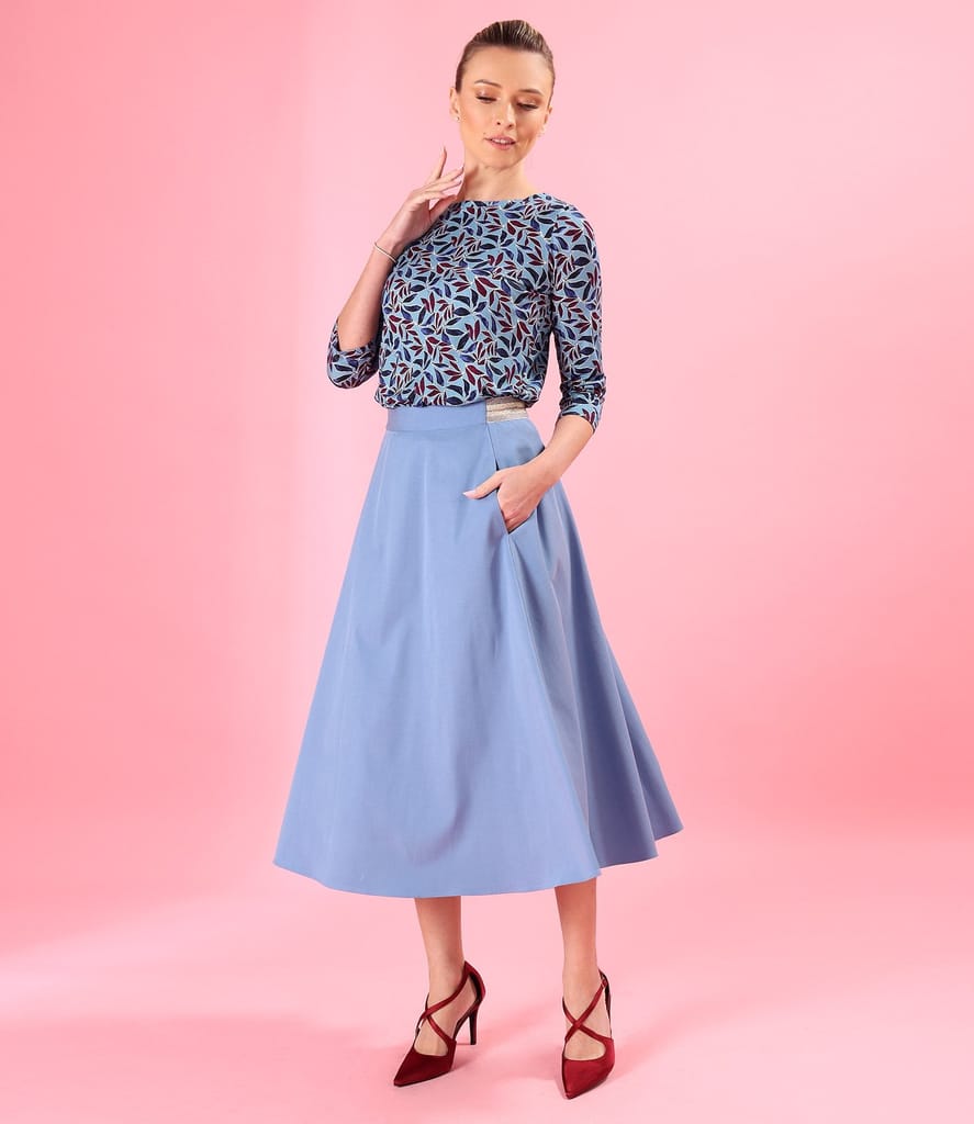 Bluza din jerse elastic imprimat cu motive florale