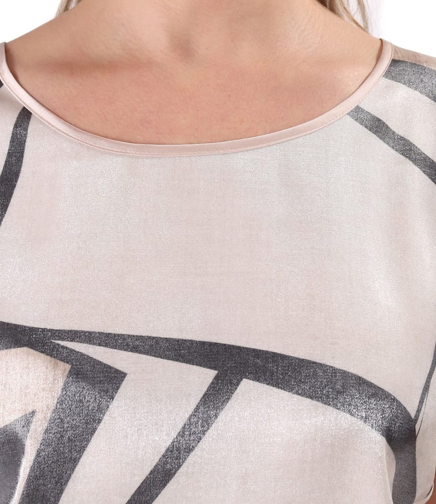 Bluza lejera cu fata din viscoza satinata cu motive geometrice