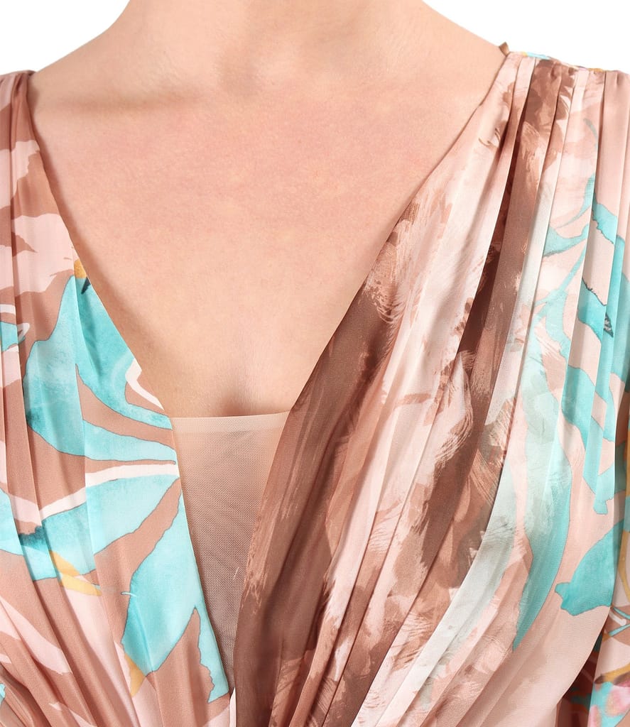 Rochie de seara din voal imprimat si cu motive florale