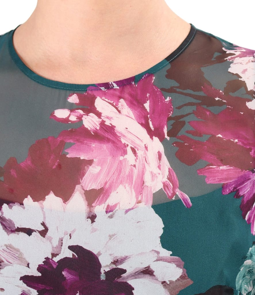 Rochie midi din voal fin imprimat cu motive florale