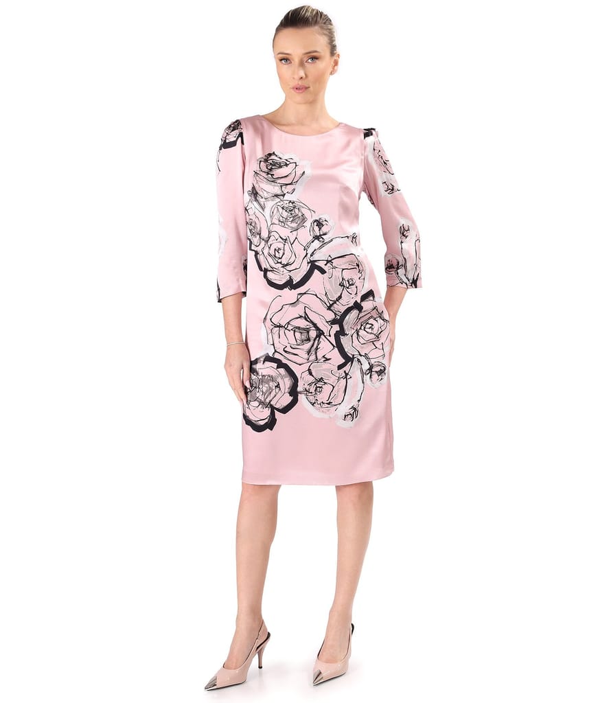 Rochie lejera din matase naturala imprimata cu motive florale