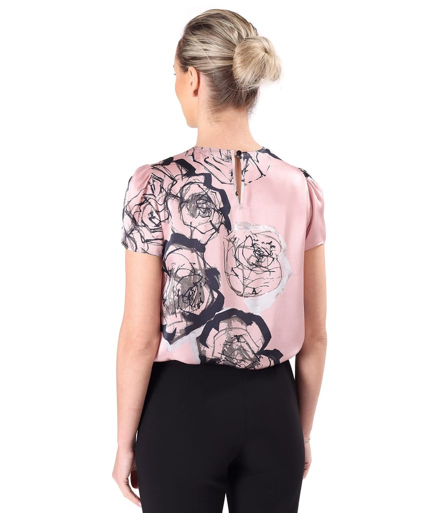 Bluza eleganta din matase naturala imprimata cu motive florale