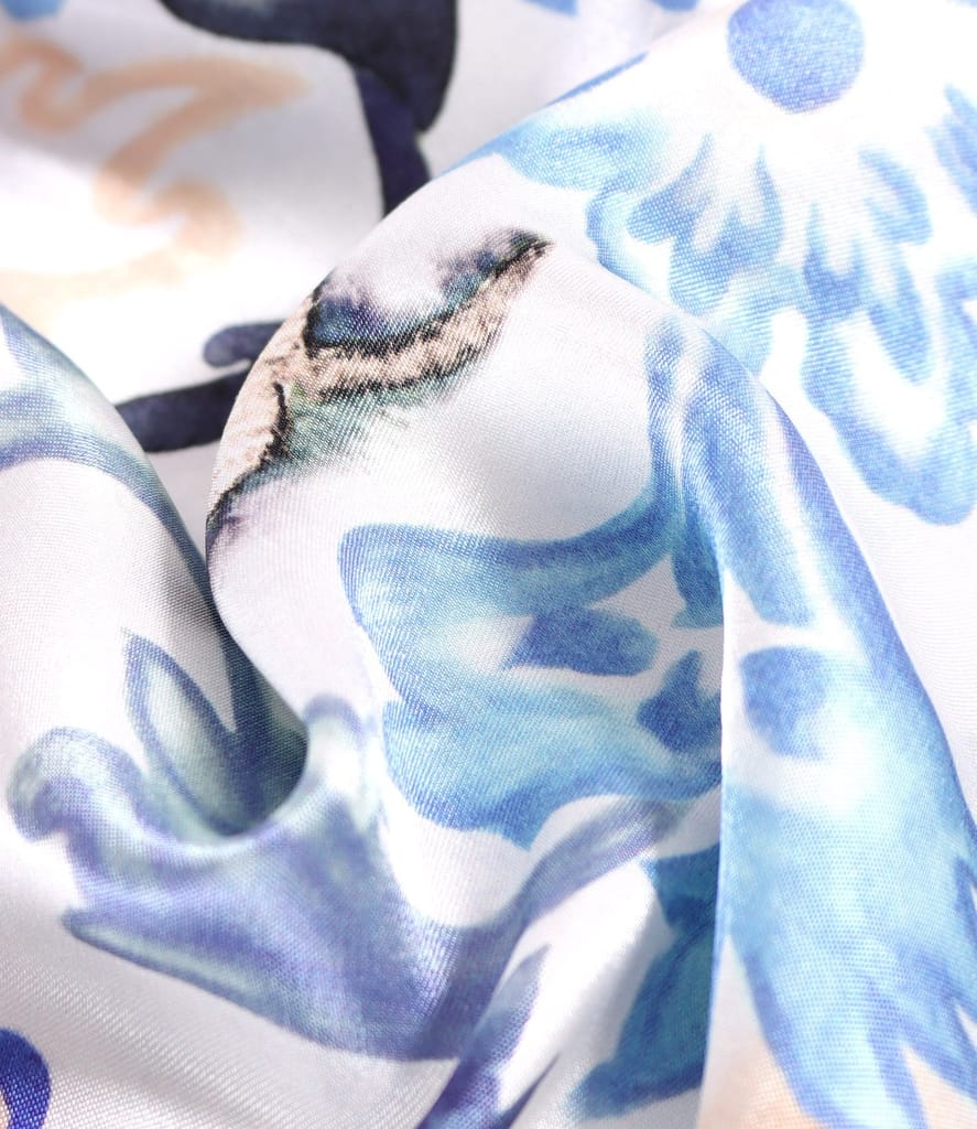 Rochie midi din viscoza satinata imprimata cu motive florale