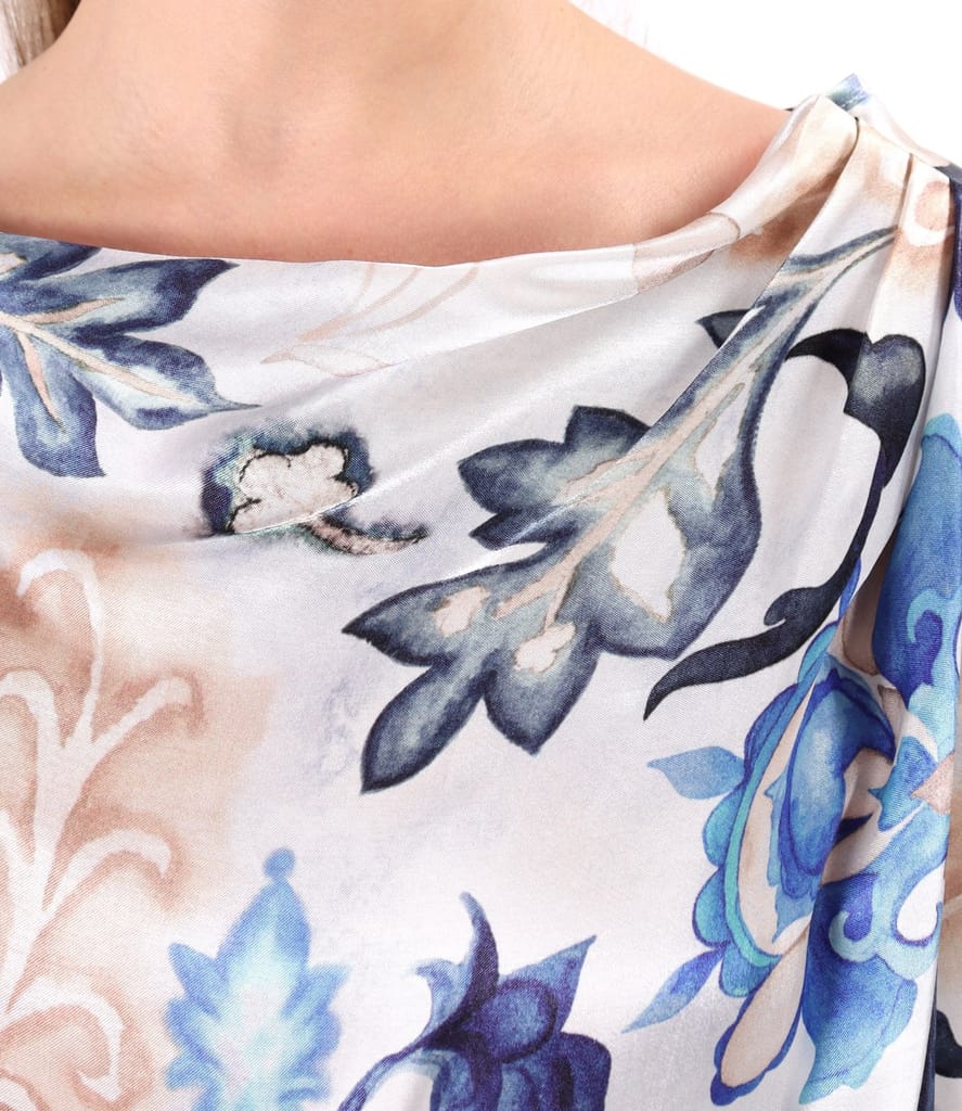 Rochie midi din viscoza satinata imprimata cu motive florale