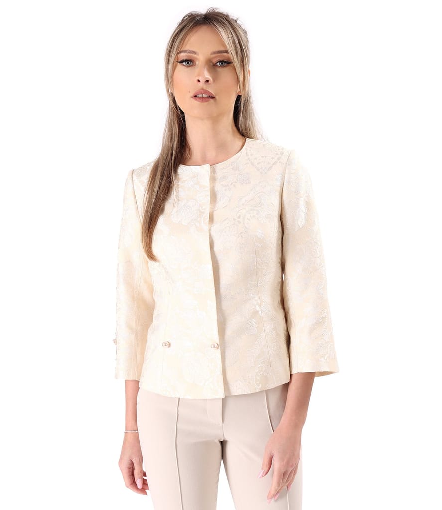 Sacou de ocazie din brocart cu motive florale