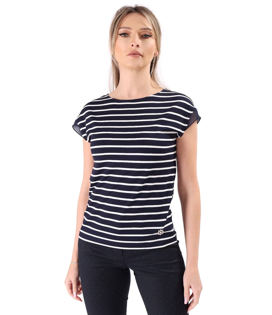 Bluza din jerse elastic imprimat cu dungi